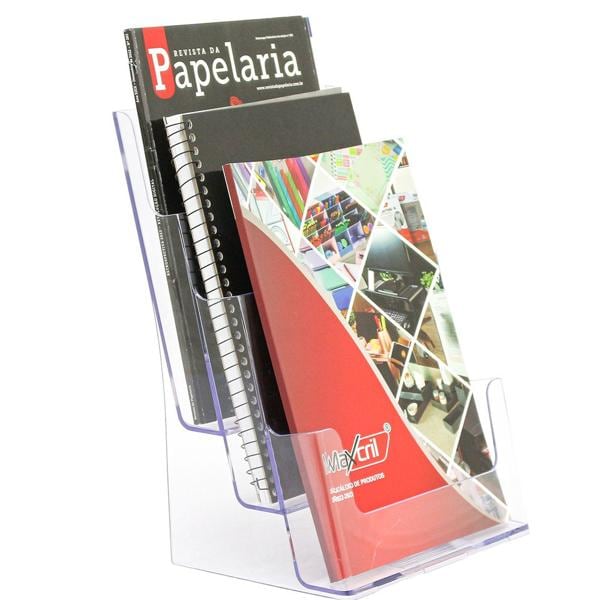 Organizador de escritório triplo vertical cristal 10170032 Maxcril CX 1 UN