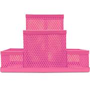 Organizador de mesa aramado com 4 divisórias, Rosa, B83-318, Spiral Office - PT 1 UN