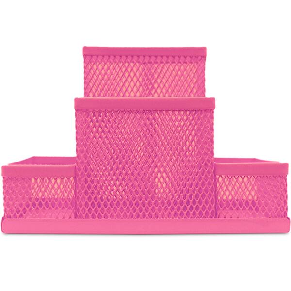 Organizador de mesa aramado com 4 divisórias, Rosa, B83-318, Spiral Office - PT 1 UN