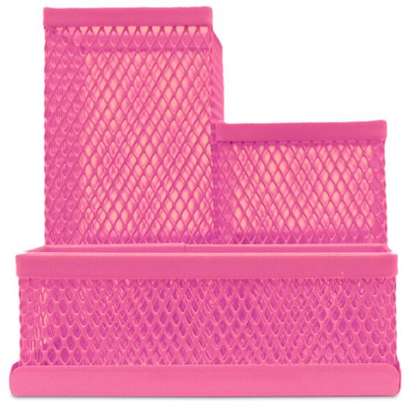 Organizador de mesa aramado com 4 divisórias, Rosa, B83-318, Spiral Office - PT 1 UN