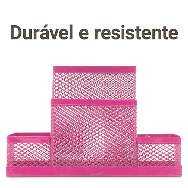 Organizador de mesa aramado com 4 divisórias, Rosa, B83-318, Spiral Office - PT 1 UN