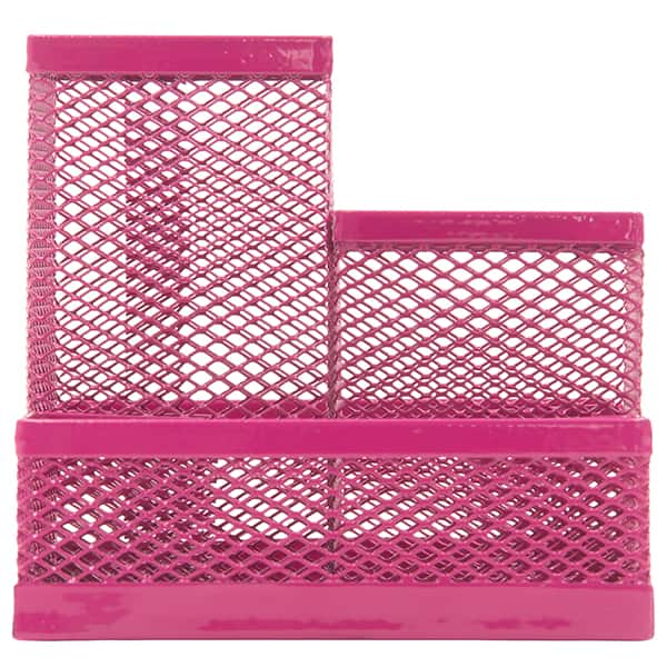 Organizador de mesa aramado com 4 divisórias, Rosa, B83-318, Spiral Office - PT 1 UN