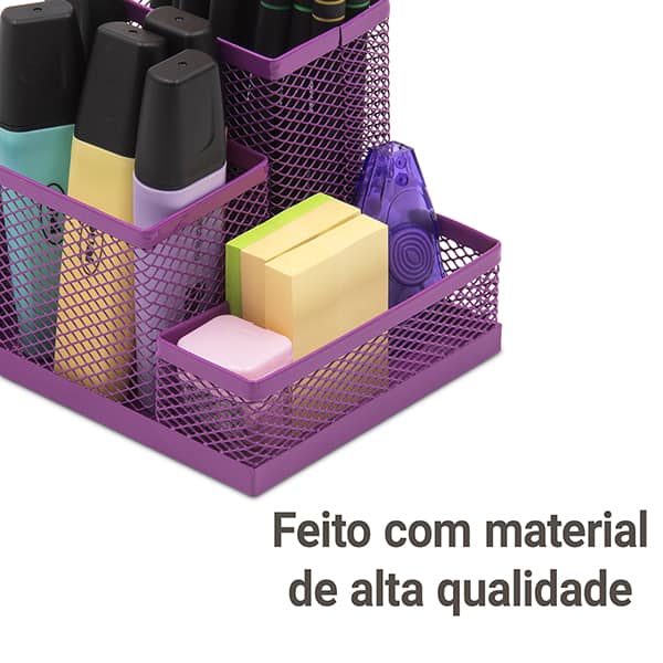 Organizador de mesa aramado com 4 divisórias, Roxo, B83-318, Spiral Office - PT 1 UN Organizador de mesa aramado com 4 divisórias, Roxo, B83-318, Spiral Office - PT 1 UN