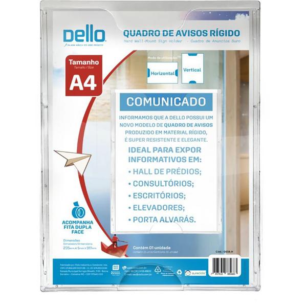 Quadro de aviso A4, Rígido, 0538, Dello - BT 1 UN