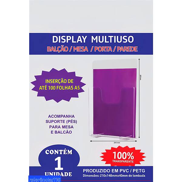 Organizador de escritório vertical cristal A5 116 Plastic PT 1 UN