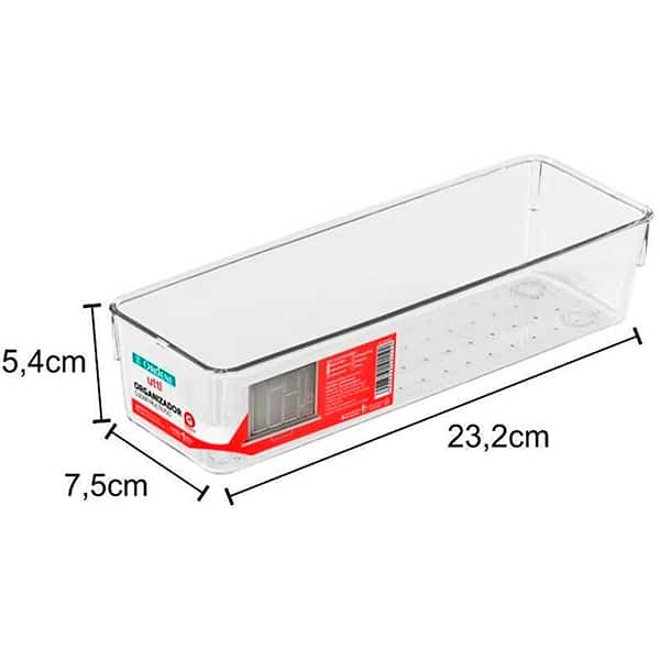 Organizador de gaveta, 23,2 x 7,5 x 5,4cm, Clear multi, OR45022, Ordene - PT 1 UN
