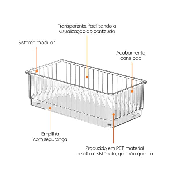 Organizador de gaveta, 16 x 8 x 5cm, New Retrô, 10255/3009, Brinox - PT 1 UN Organizador de gaveta, 16 x 8 x 5cm, New Retrô, 10255/3009, Brinox - PT 1 UN