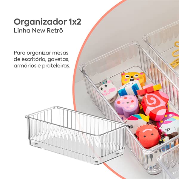 Organizador de gaveta, 16 x 8 x 5cm, New Retrô, 10255/3009, Brinox - PT 1 UN Organizador de gaveta, 16 x 8 x 5cm, New Retrô, 10255/3009, Brinox - PT 1 UN