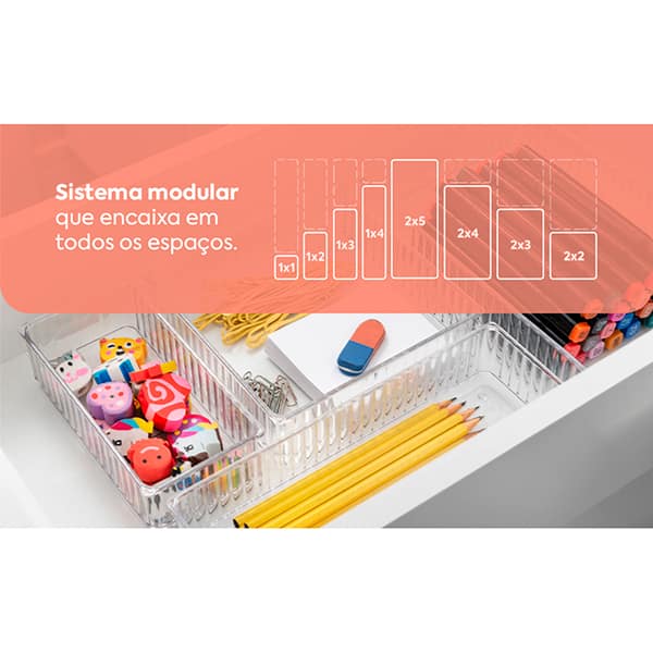 Organizador de gaveta, 16 x 8 x 5cm, New Retrô, 10255/3009, Brinox - PT 1 UN Organizador de gaveta, 16 x 8 x 5cm, New Retrô, 10255/3009, Brinox - PT 1 UN