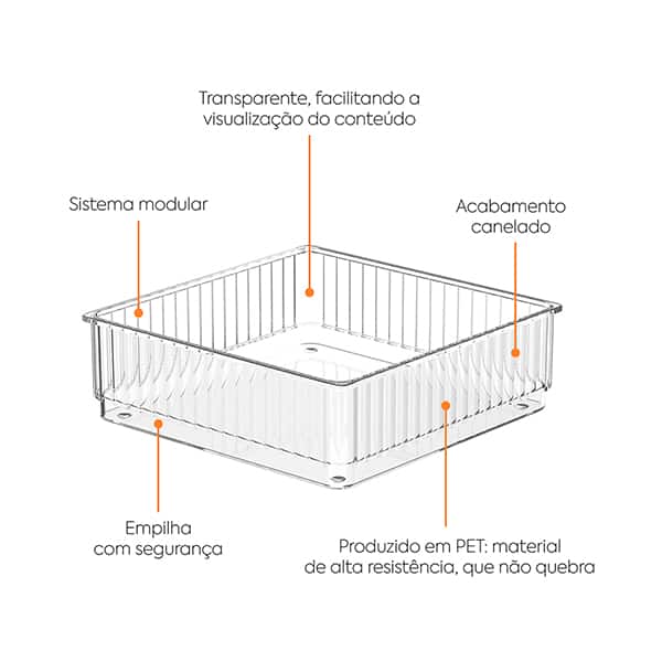 Organizador de gaveta, 16 x 16 x 5cm, New Retrô, 10258/3009, Brinox - PT 1 UN Organizador de gaveta, 16 x 16 x 5cm, New Retrô, 10258/3009, Brinox - PT 1 UN