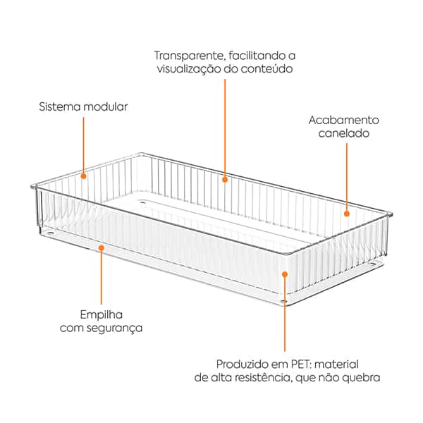 Organizador de gaveta, 32 x 16 x 5cm, New Retrô, 10260/3009, Brinox - PT 1 UN Organizador de gaveta, 32 x 16 x 5cm, New Retrô, 10260/3009, Brinox - PT 1 UN
