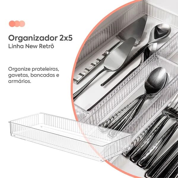 Organizador Multiuso New Retrô Cristal, 8cm x 5cm40cm, 2,7 Litros, 10261/3009, Coza - PT 1 UN Organizador Multiuso New Retrô Cristal, 8cm x 5cm40cm, 2,7 Litros, 10261/3009, Coza - PT 1 UN