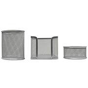 Conjunto Porta lápis/clips/lembrete aramado, Prata, B83169, Spiral Office - PT 3 UN