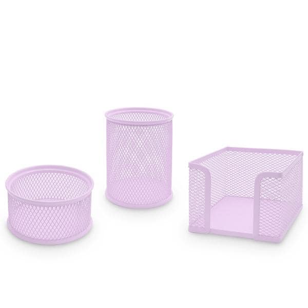 Porta lápis/clips/lembrete aram. kit lilás pastel Spiral Office PT 1 UN