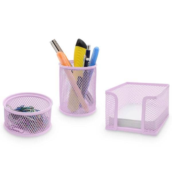 Porta lápis/clips/lembrete aram. kit lilás pastel Spiral Office PT 1 UN