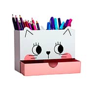 Porta Lápis em Aço Duplo, Gata, com Gaveta, 10325000, Geguton - PT 1 UN