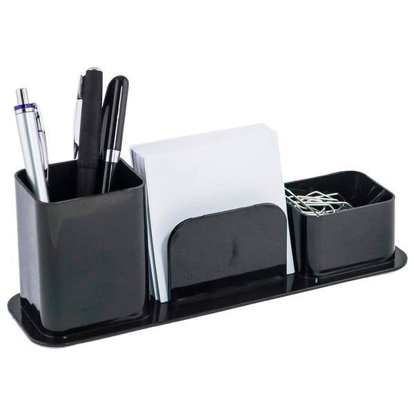 Porta Lápis / Clips / Lembrete, Poliestireno, Preto, Dello - CX 1 UN