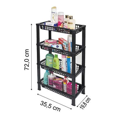 Estante plástica c/4 prateleiras preta FR05-02 São Bernardo PT 1 UN