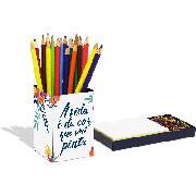 Porta lápis/clips/lembrete aço Floral Geguton PT 1 UN