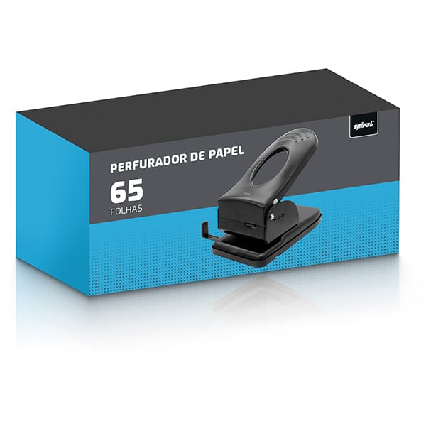 Perfurador de papel 2 furos, para até 65 folhas, Preto, 4975, Spiral - CX 1 UN