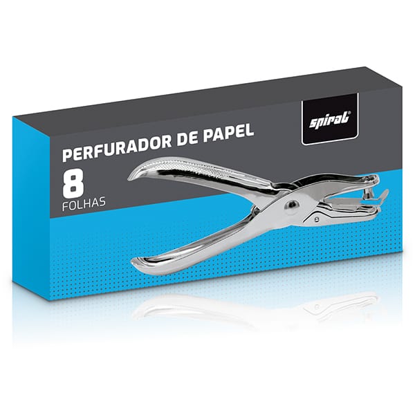 Perfurador de papel 1 furo para 8 folhas, Preto, 4974, Spiral - CX 1 UN