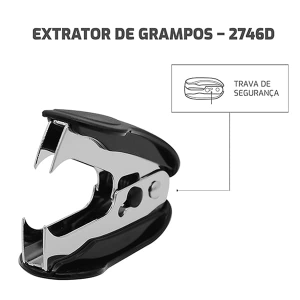 Extrator de grampo para 25 folhas, Preto, 2746, Spiral - CX 1 UN