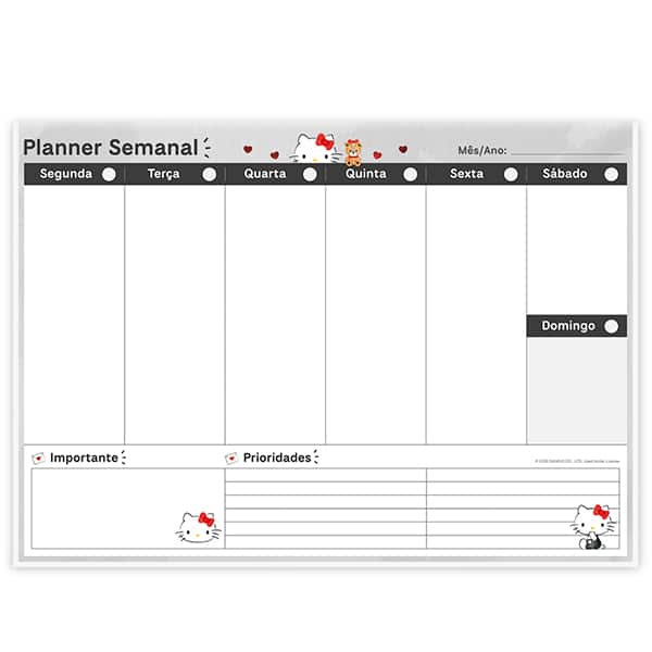 Planner de Mesa Semanal 60 Folhas, Hello Kitty, 2759521, Spiral Hki - PT 1 UN Planner de Mesa Semanal 60 Folhas, Hello Kitty, 2759521, Spiral Hki - PT 1 UN