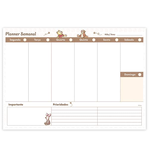 Planner de Mesa Semanal 60 Folhas, Ursinho Pooh, 2751297, Spiral Pooh - PT 1 UN Planner de Mesa Semanal 60 Folhas, Ursinho Pooh, 2751297, Spiral Pooh - PT 1 UN