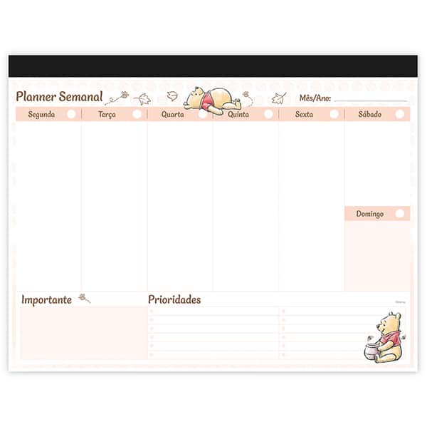 Planner semanal 214x280mm 60fls Pooh 2636256 Spiral Pooh PT 1 UN