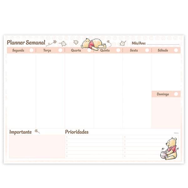 Planner semanal 214x280mm 60fls Pooh 2636256 Spiral Pooh PT 1 UN