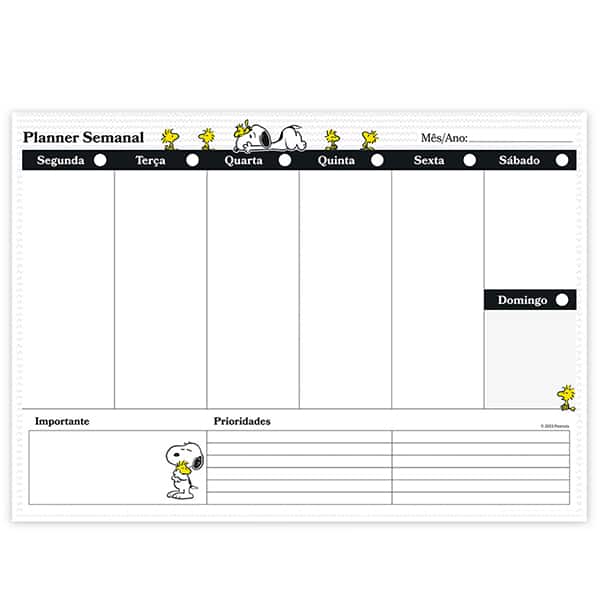 Planner semanal 214x280mm 60fls Snoopy 2635747 Spiral Sno PT 1 UN
