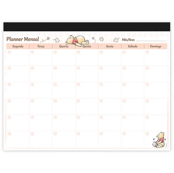 Planner mensal 214x280mm 24fls Pooh 2636249 Spiral Pooh PT 1 UN