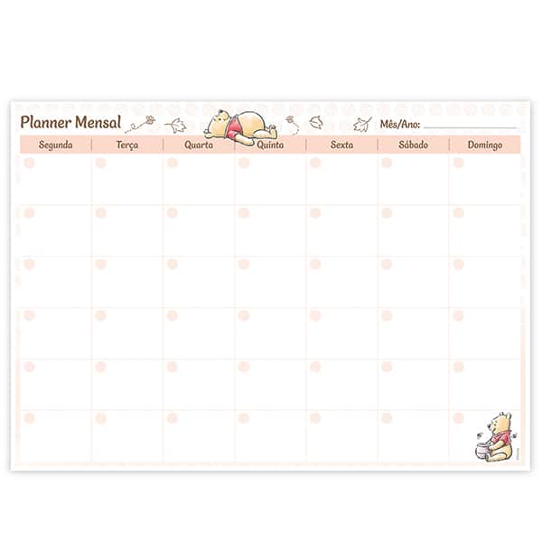 Planner mensal 214x280mm 24fls Pooh 2636249 Spiral Pooh PT 1 UN