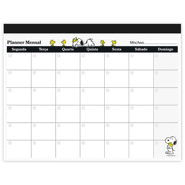 Planner mensal 214x280mm 24fls Snoopy 2635709 Spiral Sno PT 1 UN