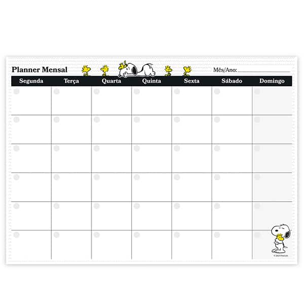 Planner mensal 214x280mm 24fls Snoopy 2635709 Spiral Sno PT 1 UN