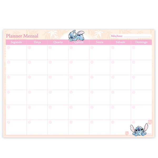 Planner mensal 214x280mm 24fls Stitch 2635716 Spiral Ds PT 1 UN