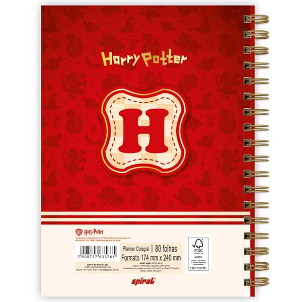 Planner colegial 174x240mm HP Charms c/esp. 2635761 Spiral Hpc PT 1 UN