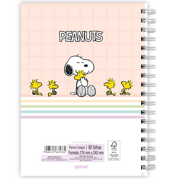 Planner colegial 174x240mm Snoopy c/espiral 2635785 Spiral Sno PT 1 UN