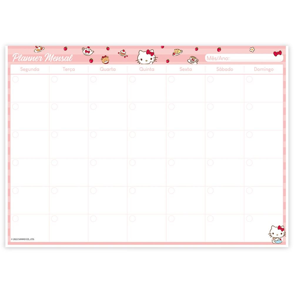 Planner mensal Hello Kitty, 24 folhas, 2332034, Spiral Hki PT 1 UN