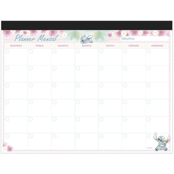 Planner De Mesa Mensal Disney Stitch Spiral - PT 1 UN