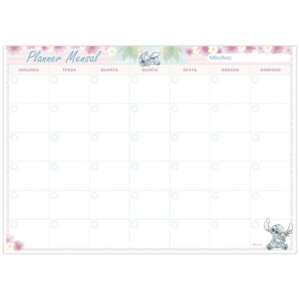 Planner De Mesa Mensal Disney Stitch Spiral - PT 1 UN