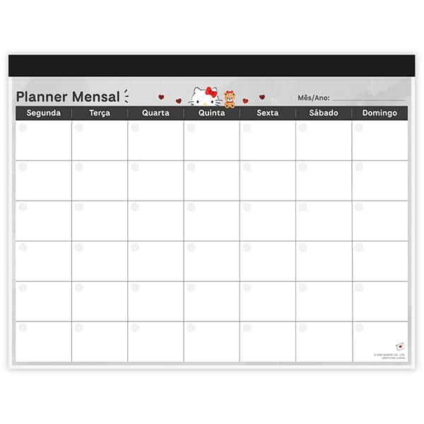 Planner Mensal Hello Kitty, 24 folhas, 280mm x 214mm, 2759514, Spiral Hki - PT 1 UN