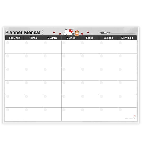 Planner Mensal Hello Kitty, 24 folhas, 280mm x 214mm, 2759514, Spiral Hki - PT 1 UN