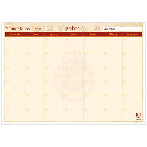 Planner de Mesa Mensal, 24 folhas, Harry Potter, 2515053, Spiral Hpt - PT 1 UN