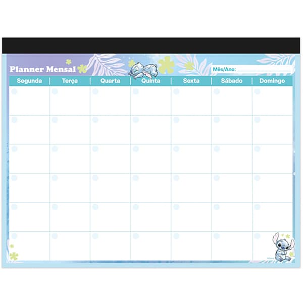 Planner de Mesa Mensal, 24 folhas, Stitch, 2515091, Spiral Ds - PT 1 UN