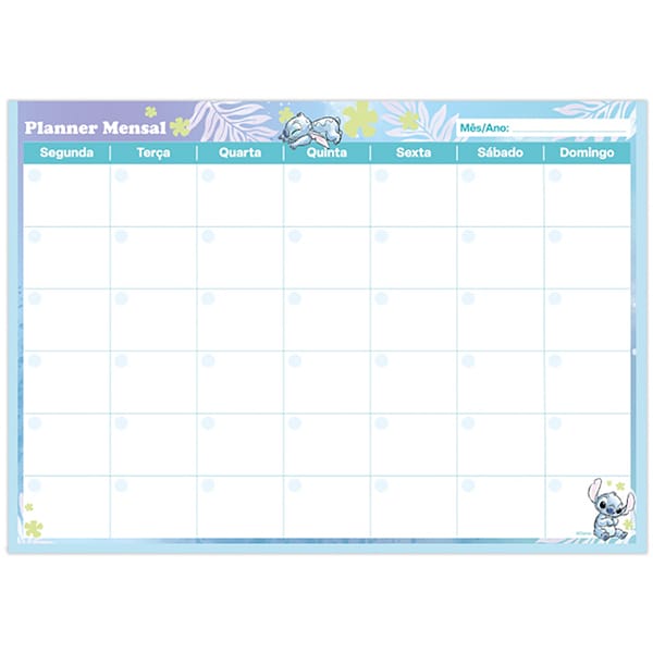 Planner de Mesa Mensal, 24 folhas, Stitch, 2515091, Spiral Ds - PT 1 UN