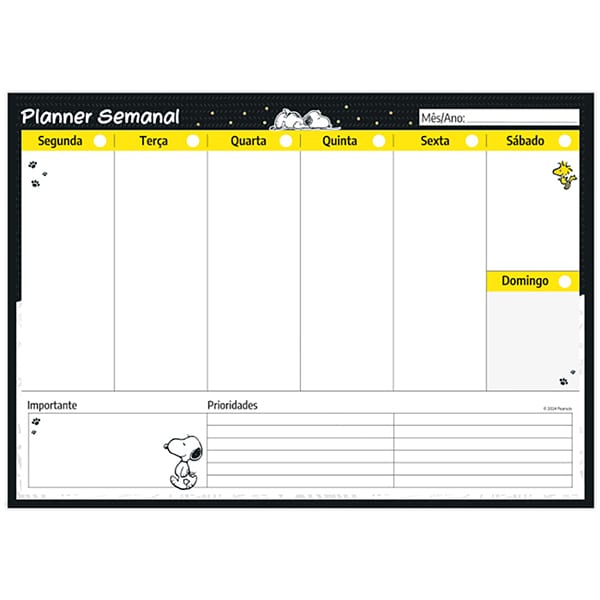 Planner de Mesa Semanal, 60 folhas, Snoopy, 2515145, Spiral Sno - PT 1 UN