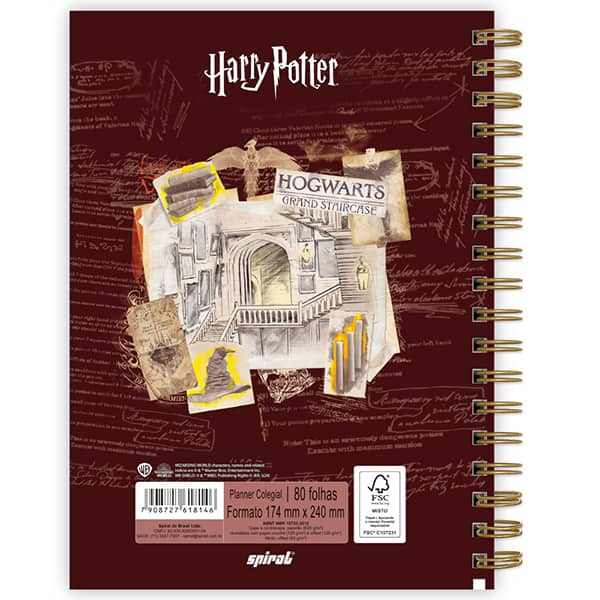 Planner Colegial 2025, Harry Potter, 80 folhas, com espiral, 2518146, Spiral Hpc- PT 1 UN