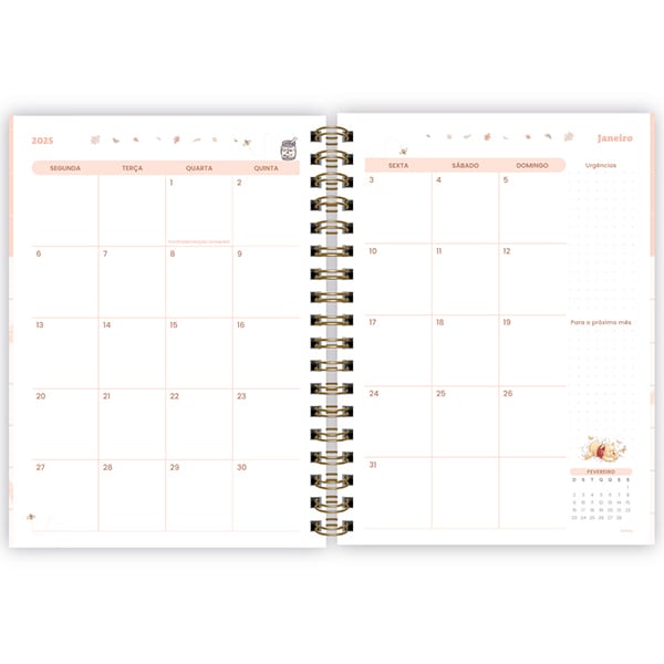 Planner Colegial 2025, Ursinho Pooh, 80 folhas, com espiral, 2518184, Spiral Pooh - PT 1 UN