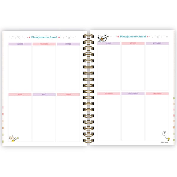 Planner Colegial 2025, Snoopy, 80 folhas, com espiral, 2518191, Spiral Sno - PT 1 UN